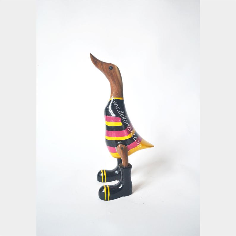 Stripe Yellow Red Black bamboo duck, duck decoration, bamboo craft, bamboo duck, duck handmade | Free Shipping